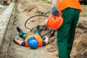 Arbeitsunfall Bauarbeiter auf Baustelle hat einen Arbeitsunfall